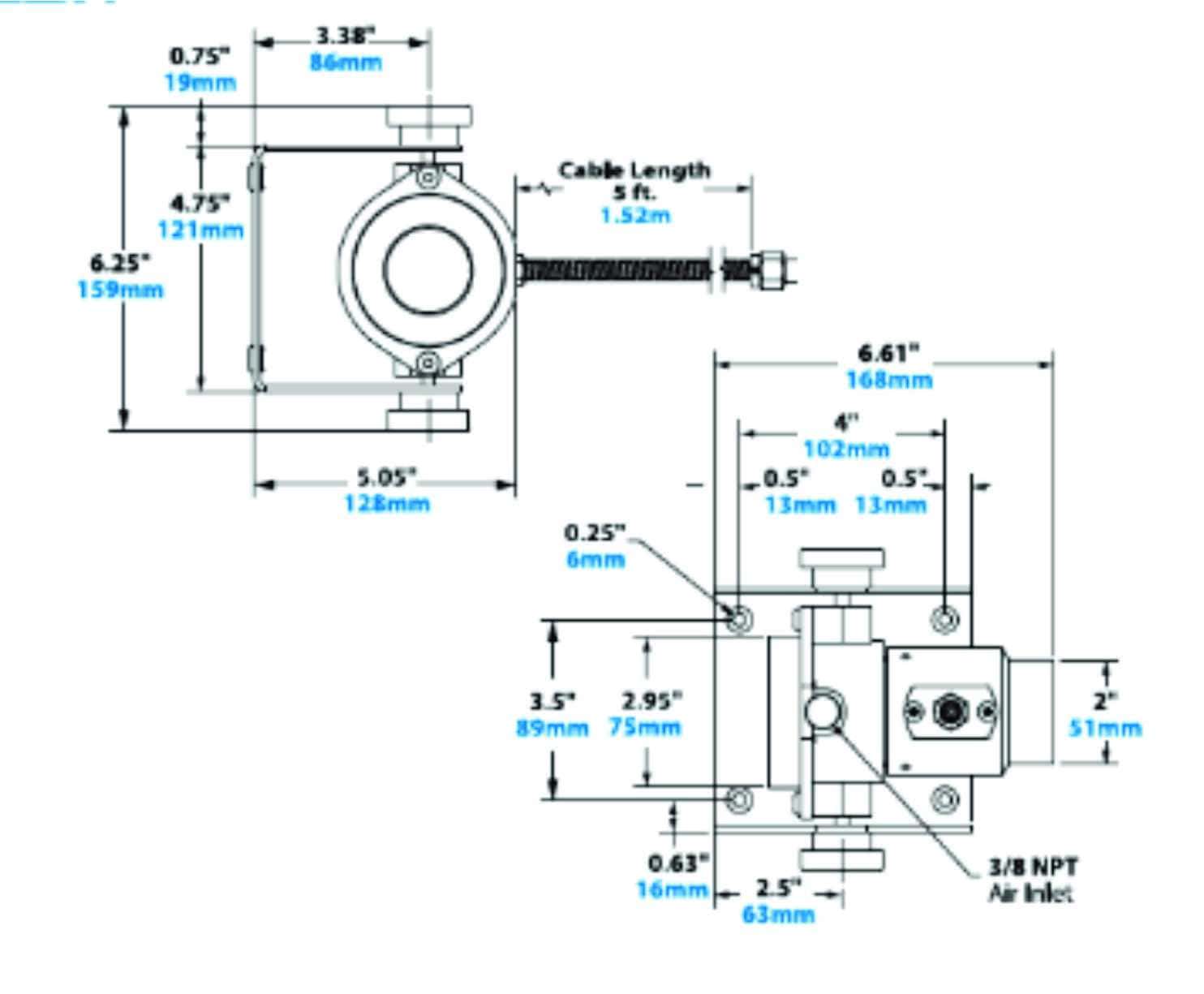 dimensiones cañon de aire ionizado